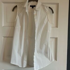 Banana Republic White Sleeveless Button-Up Shirt